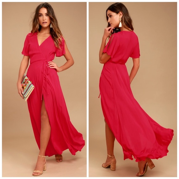 Lulus Dresses & Skirts - SOLD Lulus Much Obliged Red Wrap Maxi Dress